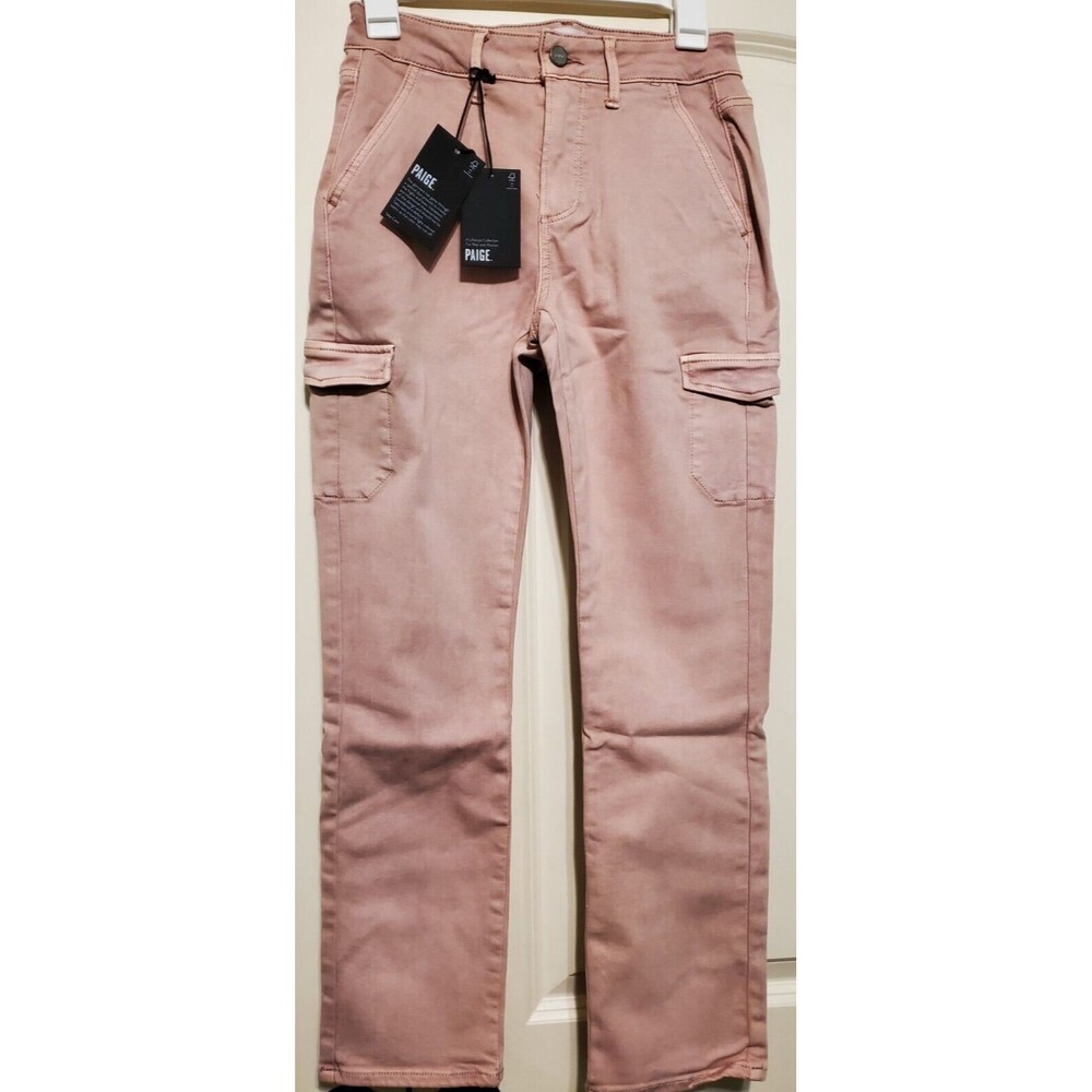 Paige Jolie Vintage Rouge Glow Pink Stretch Cargo Pants Size 24 Inseam 28” NWT